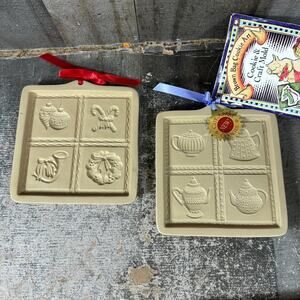 Brown Bag Cookie Art 1996 Hill Design Cut-Apart 4 Square Teapot Christmas